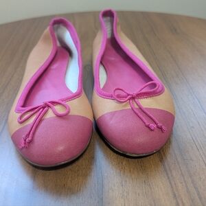 J Crew Dip Dyed Natalia Leather Ballet Flats In Pink And Beige Size 5.5
